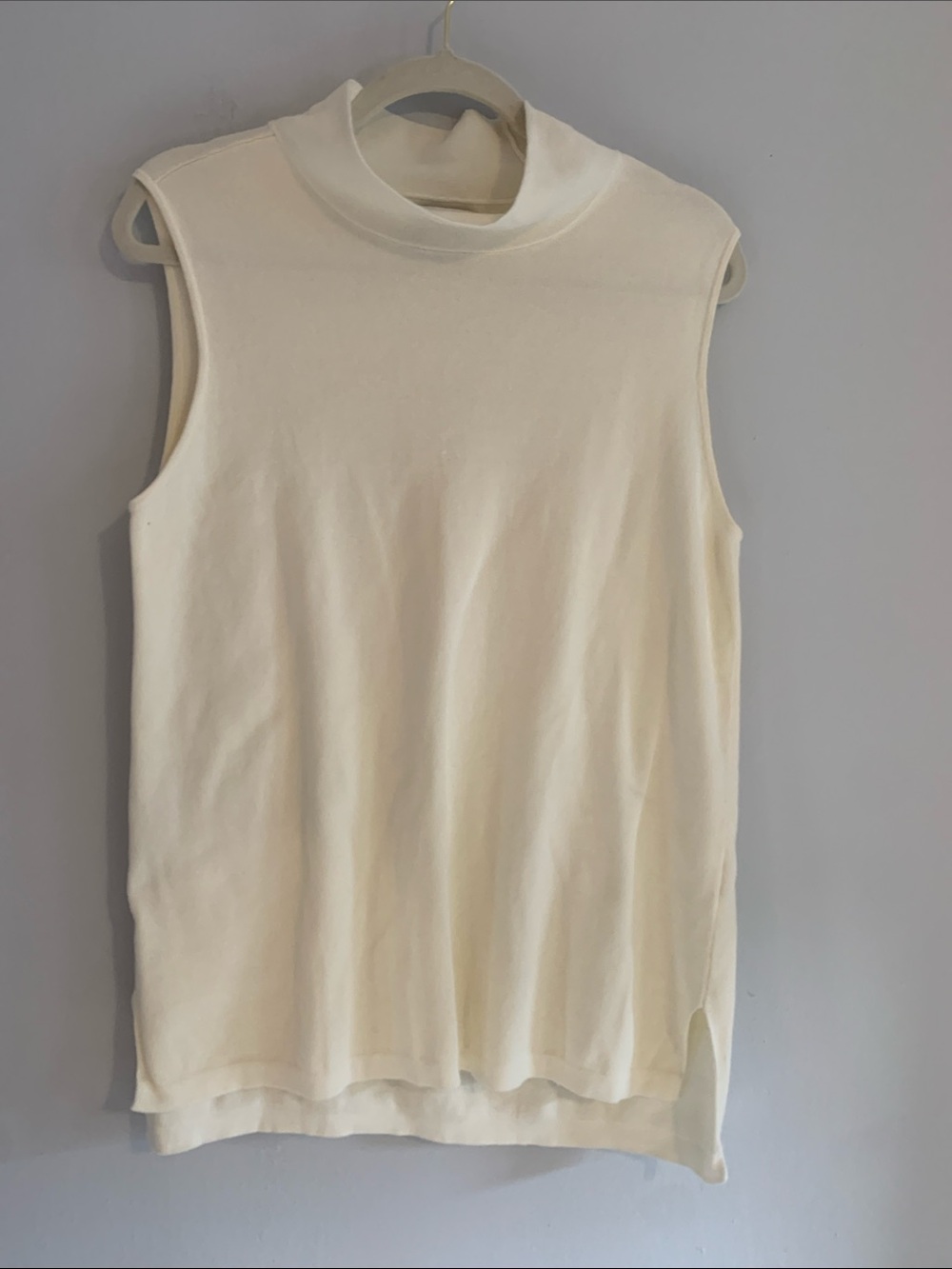 LANDS END Sleeveless Mock Neck Tank - Cream